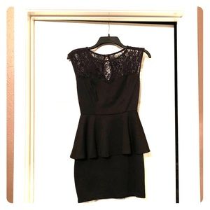 Black with Lace Peplum Dress